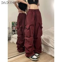 DaDuHey? Womens Summer New American Style Retro Ins High Street Multi-Pocket Casual Pants Niche High Waist Wide Leg Cargo Pants