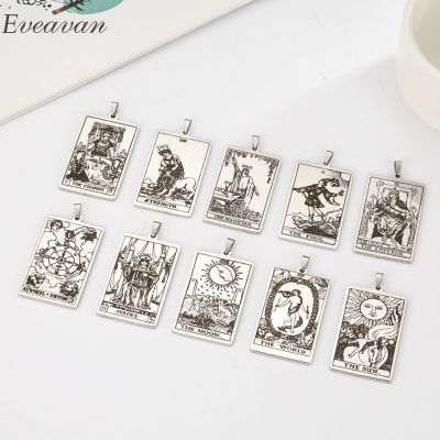 EUEAVAN 10pcs DIY Accessories Stainless Steel The Major Arcana Tarot Cards Vintage Amulet Pendant for Necklaces Wholesale