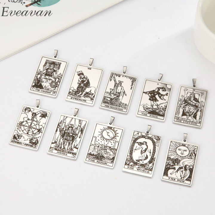 eueavan-10pcs-diy-accessories-stainless-steel-the-major-arcana-tarot-cards-vintage-amulet-pendant-for-necklaces-wholesale