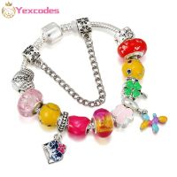 Yexcodes Pansy flowers and cartoon smiley face charms ladies bracelets diy handmade jewelry children 39;s birthday holiday gifts