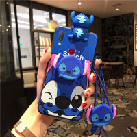 การ์ตูนน่ารัก Stitch สำหรับ VIVO Y11 Y35 Y16 Y15s Y15A Y01 Y21s Y21T Y33s Y33T Y21A Y17 Y12 Y15 Y3s Y20 Y20i Y91C Y12s Y12i Y20s Y1s Y50 Y30 Y30i Y51 Y31 V15 V17 V20 S1ยางนุ่ม3D Stitch Stand Bracket สายคล้องคอปลอกหุ้ม