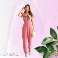 { ส่งไว } BELLA JL40 Jumpsuit จั้มสูทขายาว บาร์บี้กุหลาบแก้ว ชุดผู้หญิง ชุดออกงานหรูๆ ชุดทำงาน ชุดสาวอวบ