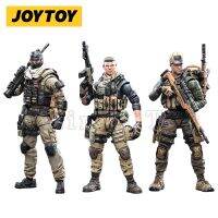 JOYTOY 1/18ตุ๊กตาขยับแขนขาได้ (3ชิ้น/เซ็ต) คอลเลกชั่นคอลเลกชั่นตัวการ์ตูน3คนแบบทหาร Gratis Ongkir