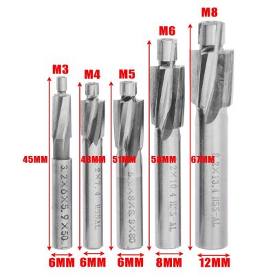 5 ชิ้น Hss Counterbore End Mill M 3 - M 8 Pilot Slotting เครื่องมือสําหรับงานช่าง Lkj