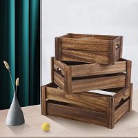 Morris8 Creative Wooden Storage Box Desktop Organizer Retro Table Tray with Handle for Bathroom Kitchen Home Decoration