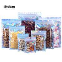 StoBag 100pcs Ziplock Hanging Hole Transparent Food Small for Nuts Snack Storage Reusable