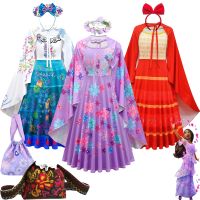 Disney Encanto Cosplay Mirabel Dress for Girls Cartoon Movie Women Fancy Dresses Halloween Baby Clothing Dolores Isabela Pepa