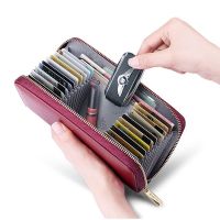 【CC】 Leather Wallet Men Purse Business Credit Card Holder Woman Blocking Female