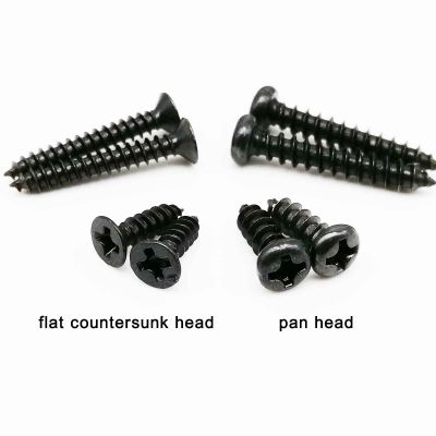 № 100pcs M1 M1.2 M1.4 M1.7 M2 M2.6 M3 M3.5 Black Steel Mini Micro Phillips Flat Countersunk Round Pan Head Self tapping Wood Screw