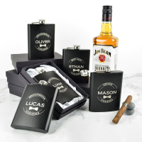 【cw】Personalized Groomsmen Flasks Custom Engraved Flask 6OZ Whiskey Bottle For Groomsmen Gifts Black Hip Flask Wedding Party