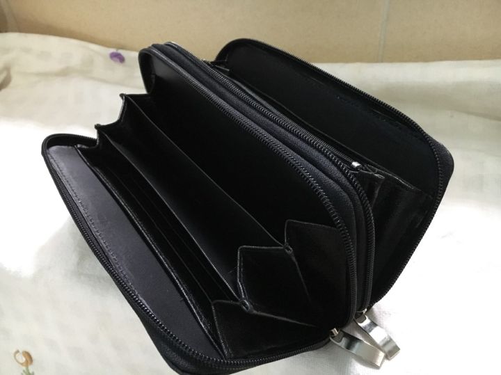 กระเป๋าสตางค์-king-college-ทรงยาว-สีดำ-หนังคุณภาพดี-มีซิป-2-ช่อง-ด้านในมีช่องใส่นามบัตรได้เยอะ