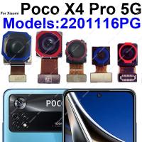 สําหรับ Xiaomi POCO X4 Pro 5G กล้องหน้าหลังหลักด้านหลังหลักด้านหน้าเซลฟี่กล้องอัลตร้าไวด์ชิ้นส่วนสายเคเบิลยืดหยุ่น