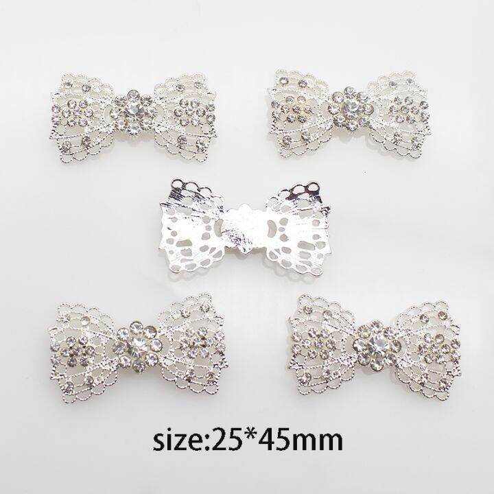 new-5pcs-silver-color-bow-flat-bottom-full-decoration-diy-hair-clip-cap-handmade-rhinestone-clothing-accessories