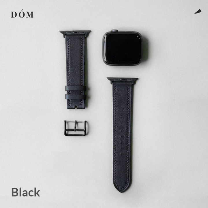สายนาฬิกา-apple-watch-dom-type-01-black-สายนาฬิกาหนังแท้-italian-fine-grain-สายแอปเปิ้ลวอชหนังแท้