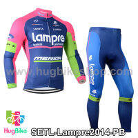 ชุดจักรยานแขนยาวทีม Lampre 14 สีชมพูน้ำเงิน