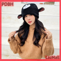 PDBH Fashion Store หมวกบีนนี่ขนขนแกะอุ่นน่ารักน่ารัก,หมวกหัวการ์ตูนสัตว์รูปร่างอุปกรณ์เสริมหมวกแฟชั่นฤดูใบไม้ร่วงฤดูหนาว Topi Bonnet กลางแจ้งลำลอง