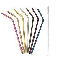 7Pcs 300mm Stainless Steel Straws Metal Colors, Fits 40 Oz Tumbler, Extra Long Reusable Ecofriendly Plus Cleaning Brush