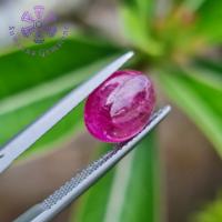 พลอยทับทิม (Natural Ruby) 4.12 ct. พลอยหลังเบี้ย เผาใหม่ สีแดงอมม่วง ขนาดเหมาะกับทำเครื่องประดับที่มขนาดเล็ก น่ารัก การันตีพลอยแท้++ 100%