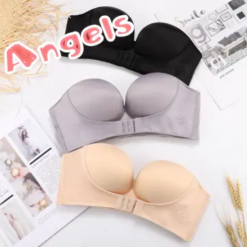 Women Strapless Front Buckle Bra Invisible Push Up Lift Bralette