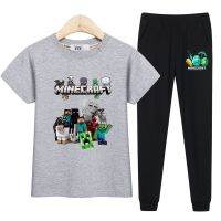 Boys Casual Clothes Minecraft T-shirt Long Pant 2pc Sets Kid Cotton Wear Costume 3-14Y