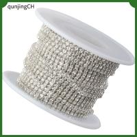 QUNJINGCH SS6/2Mm กรงเล็บคริสตัลพลอยแบบตัดแต่ง Rhinestone กรงเล็บพลอยเทียมโซ่งานฝีมือ DIY เครื่องประดับ10หลาพลอยเทียมช่อดอกไม้งานแต่งสตริง