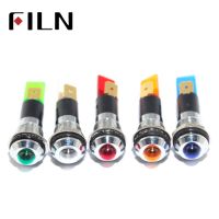 FILN metal indicator light 12mm raised head led 12V 24V 220v red blue green white copper solder pin