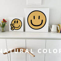 ins style yellow smiley face hanging painting modern simple and fun Korean style set-up small canvas decorative painting