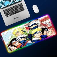 RGB Anime Kakashi Gaara Sasuke N-Narutos Mausepad Gamer Keyboard Mouse Pad Kawaii Gaming Accessories Desk Mat Pc Black Mousepad