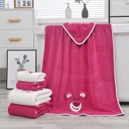 Set 2 Khăn Tắm Gấu Dâu Lotso Disney Mền Mại Siêu Thấm Hút An Toàn Cho Da
