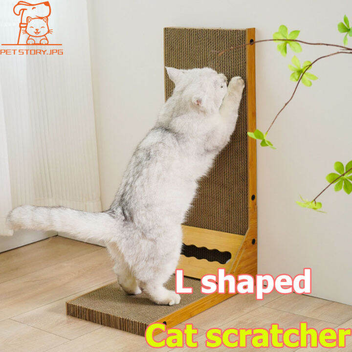 【Pet story】Reusable Large Size LShaped Cat Scratcher Board Cat