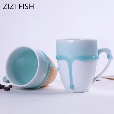 【High-end cups】 Jingdezhen แก้วเซรามิกถ้วยกาแฟคนรักการออกแบบเคลือบถ้วยนมถ้วยอาหารเช้าแก้วและถ้วยกาแฟชานมที่มีการจัดการของขวัญ