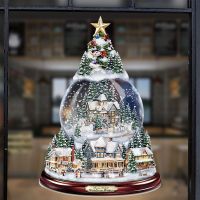 Christmas Window Glass Decorations Crystal Tree Santa Claus Snowman Door Wall Sticker for New Year 2023 Living Room Decor