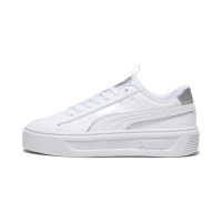 PUMA BASICS - รองเท้าผ้าใบผู้หญิง Smash Platform v3 Pop Up สีขาว - FTW - 39250402