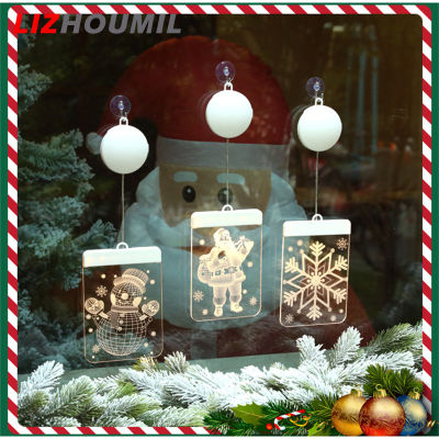 LIZHOUMIL Christmas Lights Window Hanging Lamp 3d Night Light With Suction Cups For Happy Holiday Decoration