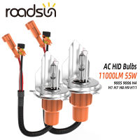 Roadsun 2ชิ้น AC 55วัตต์ HID หลอดไฟซีนอน H7 H4รถไฟหน้าหลอดไฟ H1 H11 9005 HB3 9006 HB4 H8 H9 9003 HB2 12โวลต์24โวลต์6000พันรถโคมไฟ