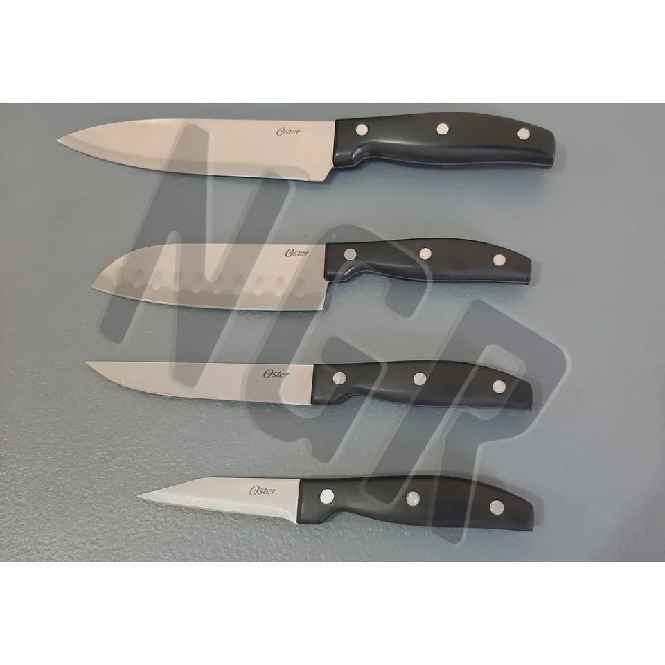 Oster Granger 5pc Cutlery Set with Halfmoon Natural Wood Block