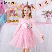 DXTON Long Sleeve Girls Dresses Unicorn Kids Dress For Girls 2019 Christmas Children Clothing Cotton Toddler Princess Dress 3-8Y