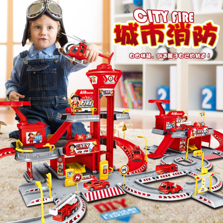 playset-สำหรับเด็ก-อาคารรถรถรางที่จอดรถของเล่นเด็กผู้ชาย2จิ๊กซอว์สองมิตินูน3-5ปี