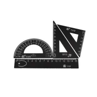 Simple Unprinted Style Black Metal Triangle Ruler Student Exam Tool Protractor Triangle Board Drawing 4-piece Set Shoes Accessories