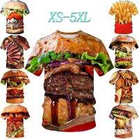 Summer New Food Hamburger 3d Printing T Shirt Fashion Mens Unisex Casual T Shirt