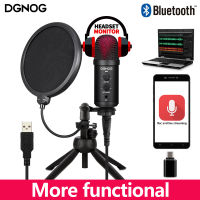 USB Condenser Microphone for Pc Gaming Bluetooth Mic for Phone With Stand Pop Filter Type-c Converter Computer Microphone Studio