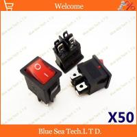 ™ 50 pcs Red light light 4Pin Rocker Switch KCD1-104N 6A/250V 10A/125V for Car BoatPower socketBrass feet Free Shipping