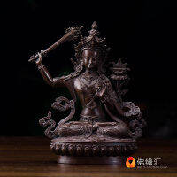 100% Authentic Manjushri รูปปั้นเจ้าแม่กวนอิมเครื่องประดับพระทำจากทองสัมฤทธิ์สีแดงโบราณขนาด5นิ้ว