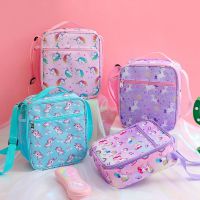 ▥ New Unicorn Lunch Bag For Children Cartoon Large Capacity Ice Bag Kawaii Portable Thermal Insulated Lunch Box Picnic Bags