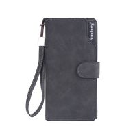 [Fast delivery][100  Original] Long wallet for men 2022 new European and American matte leather multi-card zipper buckle retro wallet clutch