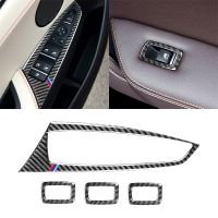 For BMW X3 F25 X4 F26 Carbon Fiber Car Window Switch Lifter Control Panel Frame Decoration Refit Stickers Interior Accessories