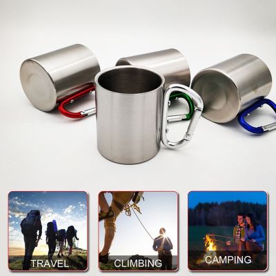 ✽ 180ml Stainless Steel Cup For Camping Traveling Outdoor Cup with Handle Carabiner Climbing Backpacking Hiking Portable Cups