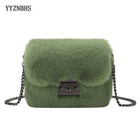 Plush Messenger Bag Chain Crossbody Bag Fashion Faux Fur Winter Bags Women Shoulder Bags Small Flap Lady Purse bolsa feminina