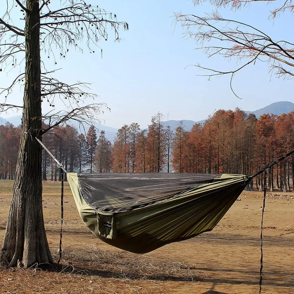 Sunyear Hammock Camping with Rain Fly Tarp and Net, Portable Camping  Hammock