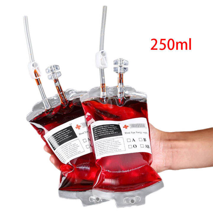 Halloween Blood Bag 250ml PVC Food Grade Drink Bag For Haloween Party Horror Props Cosplay